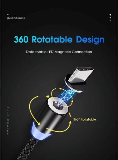 Φόρτισης Magnetic / LED USB to Lightning / Type-C / micro USB Cable 2m (EV-9092)