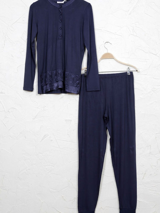 Vienetta Secret Maternity Pajama Set & Nursing in Blue color