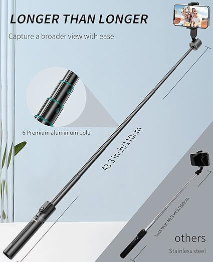 Tripod Tupwoon 43 Ιντ Uneversal Selfie Stick Bluetooth Μαύρο
