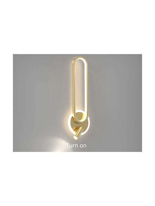 H24 Modern Wall Lamp with Integrated LED and Warm White Light Gold 15x15x24cm