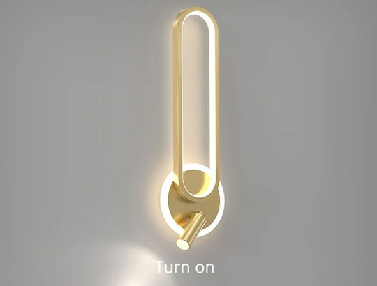 H24 Modern Wall Lamp with Integrated LED and Warm White Light Gold 15x15x24cm