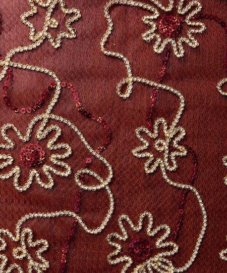 Silk Fashion Checkered Burgundy 7180 50x200cm Tablecloth