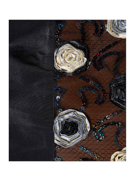 Silk Fashion Καρέ Τραπεζομάντηλο 264-1 Μαύρο 130x130εκ.