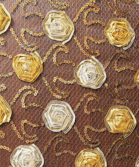 Silk Fashion Checkered Tablecloth 264-1 Gold 50x200cm