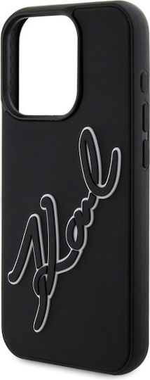 Karl Lagerfeld 3d Rubber Signature Umschlag Rückseite Silikon Schwarz (iPhone 15 Pro)