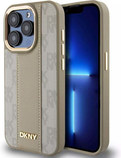 DKNY Back Cover Leather / Plastic / Silicone / Synthetic Leather Beige (iPhone 15)