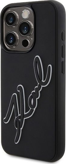 Karl Lagerfeld 3d Rubber Signature Umschlag Rückseite Silikon Schwarz (iPhone 15 Pro)