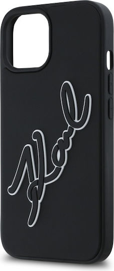 Karl Lagerfeld 3d Rubber Signature Umschlag Rückseite Silikon Schwarz (iPhone 15)