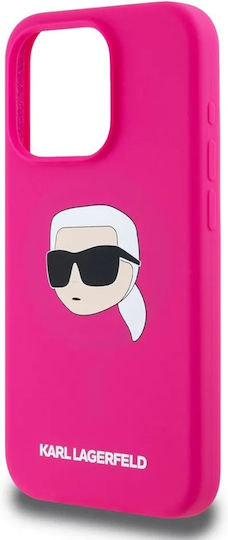 Karl Lagerfeld Karl Head Umschlag Rückseite Silikon Fuchsie (iPhone 15)