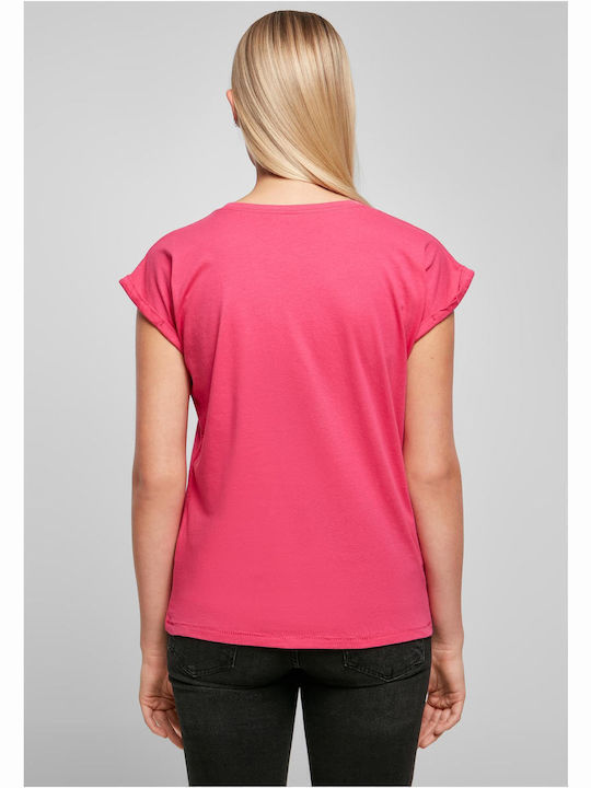 Damen Sportlich T-Shirt Hibiskus Pink