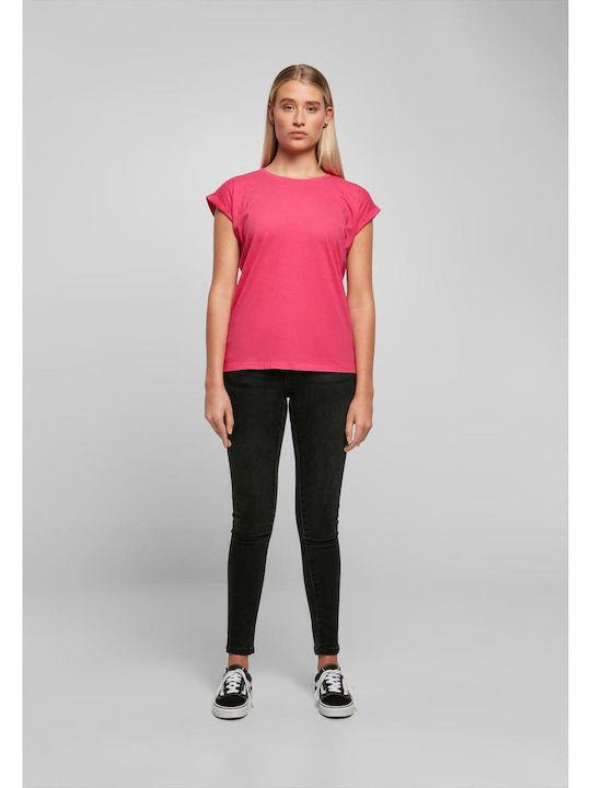 Damen Sportlich T-Shirt Hibiskus Pink
