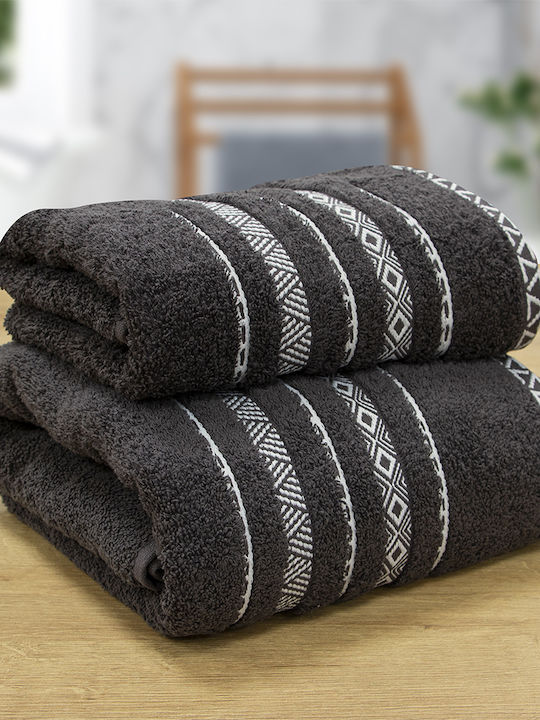 Lino Home Πετσέτα Σώματος Lux 70x140εκ. Anthracite Βάρους 550gr/m²