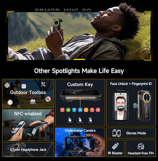 Ulefone Armor Mini 20 Dual SIM (8/256GB) Ανθεκτικό Smartphone Μαύρο