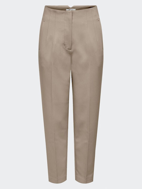 Only Women's Fabric Trousers in Slim Fit Beige