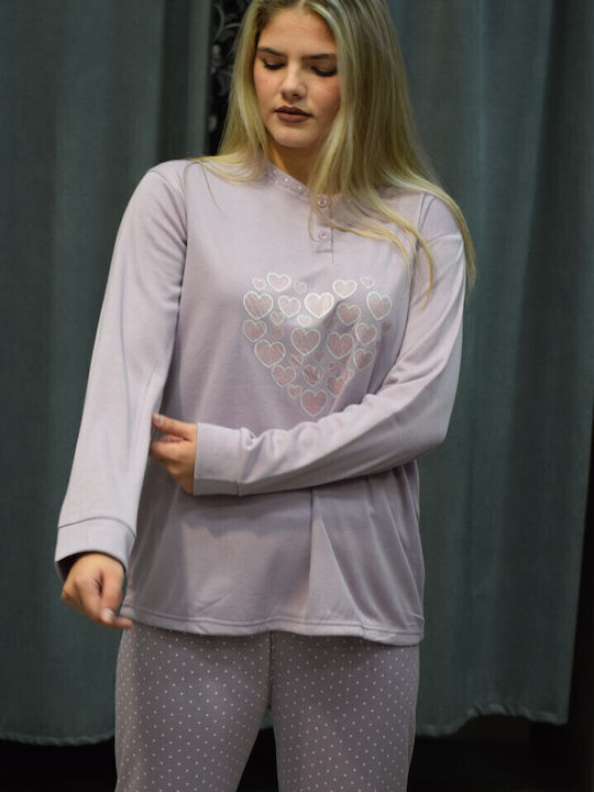 Caress Winter Women's Pyjama Set Fleece Lilac