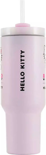 Pyramid International Handled Tumbler Thermos Stainless Steel 1.2lt Gray with Straw and Handle