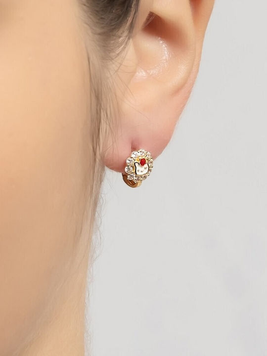 Κίτρινα Χρυσά Παιδικά Σκουλαρίκια Κ14 Hello Kitty Sk11101106