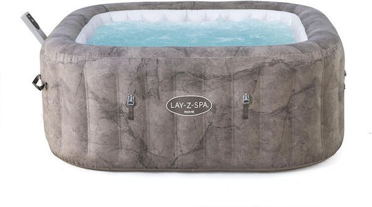 Lay-Z-Spa Rome MaxHold EnergySense UltraFit Smart AirJet Square PVC Swimming Pool 840L Inflatable with Hydromassage 180x180x66cm Brown Marble