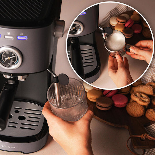 Cecotec Power 20 Pecan Steel Μηχανή Espresso 1100W Πίεσης 20bar Γκρι