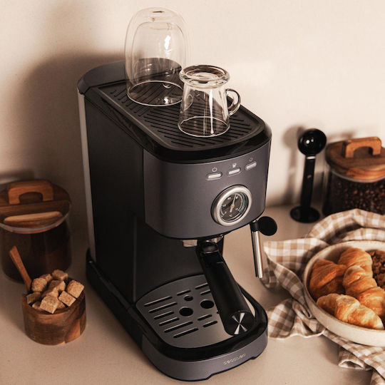 Cecotec Power 20 Pecan Steel Μηχανή Espresso 1100W Πίεσης 20bar Γκρι