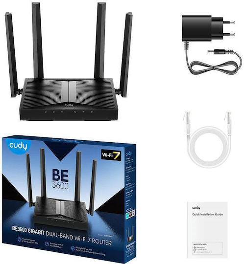 Cudy WR3600 v1 Ασύρματο Router Wi‑Fi 7 με 5 Θύρες Gigabit