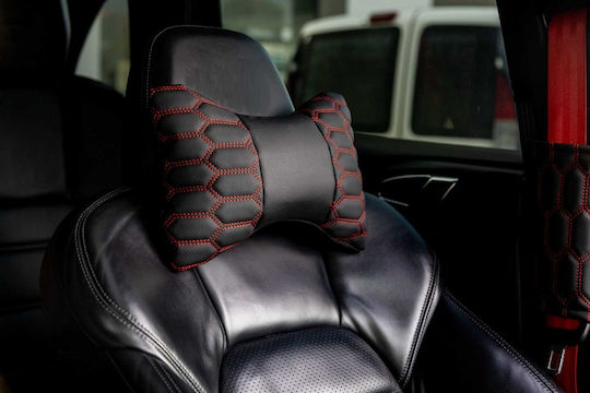 Μαξιλάρι Αυχένα Αυτοκινήτου Δερματίνη Headrest Red 200932 Tradesor