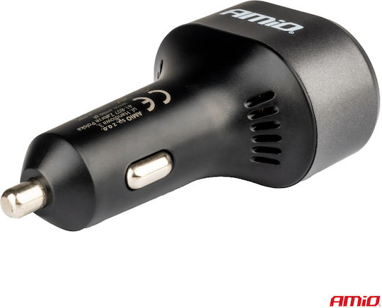 AMiO Автомобилен Заряден Уред 85W Бързо Зареждане с Портове 1xUSB-A 2xType-C Черен Цвят