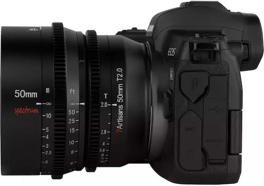 7artisans Full Frame Camera Lens Photoelectric 50mm T2.0 Spectrum Prime Cine for Canon R Mount Black