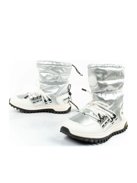 Leather Snow Boots with Rubber & Fur Warmer Silver