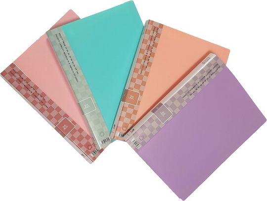Sunfull Clipboard Flexible with 20 plastic sleeves Slides for Paper A4 Purple 283109 1pcs