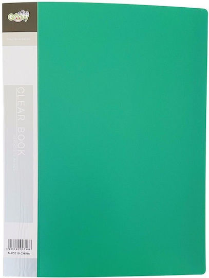 Groovy Clipboard Flexible with 40 plastic sleeves Slides for Paper A4 Green 1pcs