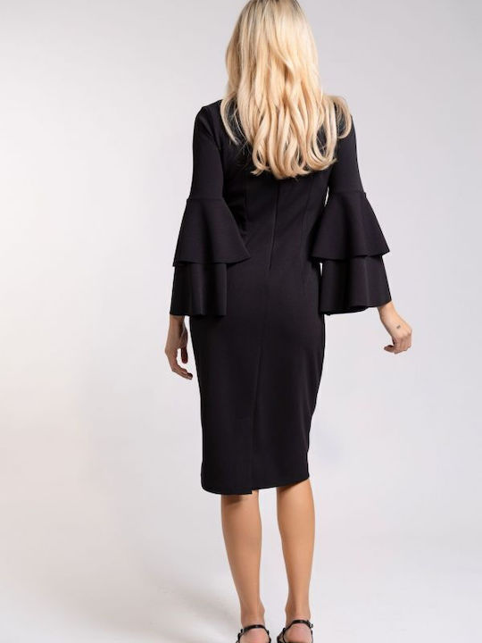 Mini Dress with Ruffle Black