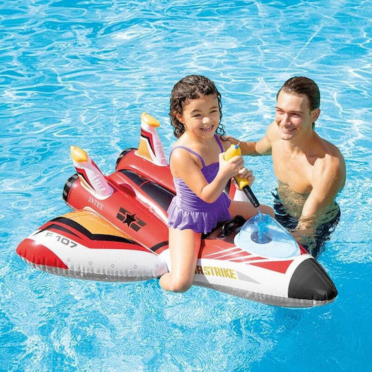 Intex Water Gun Plane Kid's Inflatable Ride On with Handles Red 117x117cm