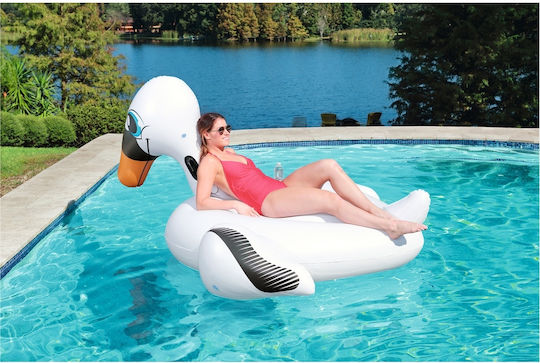Bestway Kids' Inflatable Ride On Sea Swan with Handles White 201x160cm