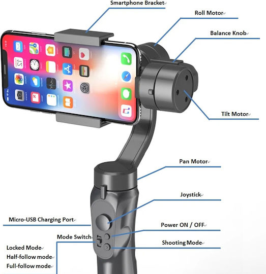 Techsuit H4 Gimbal für Mobiltelefone Schwarz