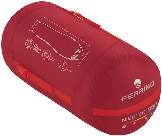 Ferrino Sleeping Bag Μονό 3 Εποχών Nightec 800 Red