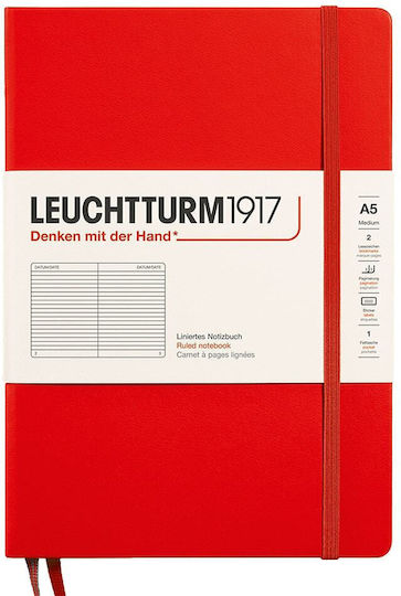 Leuchtturm1917 Notebook 249 Sheets A5 Ruled with Elastic Red