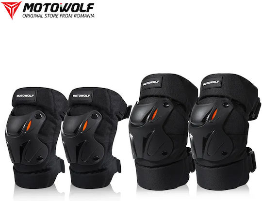 Motowolf Reflective Motorcycle Cycling Knee Elbow Pads Set Adjustable Breathable Material Universal