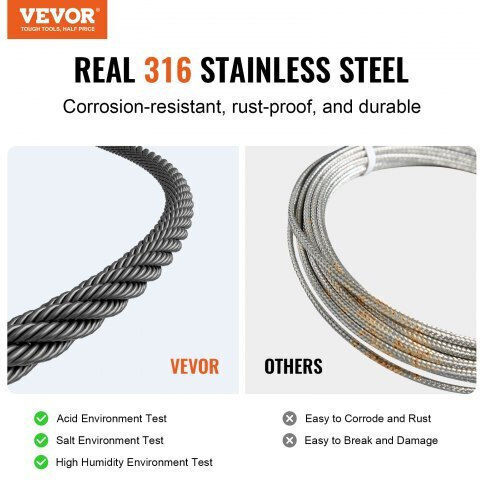 Vevor Stainless Steel Cable T316 1/8" 7x7 500 Ft Railings Fhgssfh31618gciqiv0