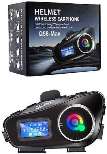 Q58-Max Μονή Ενδοεπικοινωνία για Κράνος Μηχανής με Bluetooth