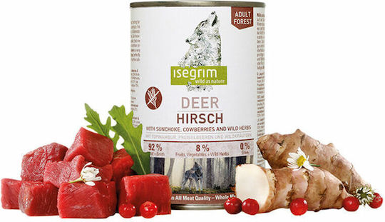 Isegrim Wet Food Dogs in Cans with Meat, Chicken and Salmon 800gr