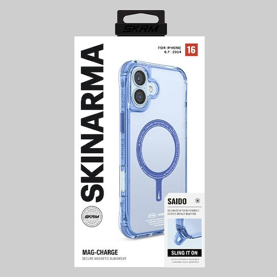 Skinarma Umschlag Rückseite Silikon / Kunststoff Blau (iPhone 16 Plus)