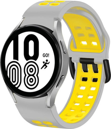 Samsung Galaxy Watch 4 44mm 20mm Breathable Silicone Watch Band Two-Tone Gray+Yellow