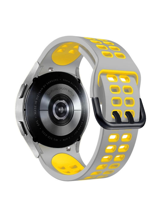 Samsung Galaxy Watch 4 44mm 20mm Breathable Silicone Watch Band Two-Tone Gray+Yellow