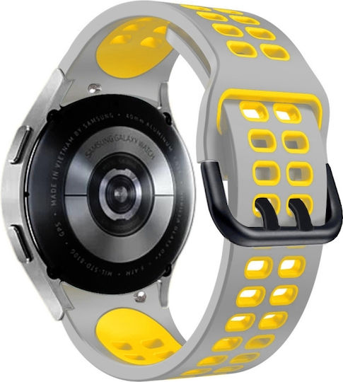 Samsung Galaxy Watch 4 44mm 20mm Breathable Silicone Watch Band Two-Tone Gray+Yellow