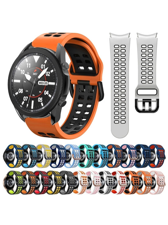 Samsung Galaxy Watch 4 44mm 20mm Breathable Silicone Watch Band Two-Tone Gray+Yellow