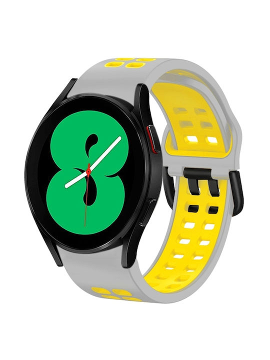 Samsung Galaxy Watch 4 Classic 42mm 20mm Breathable Two-Color Silicone Watch Strap Gray+Yellow