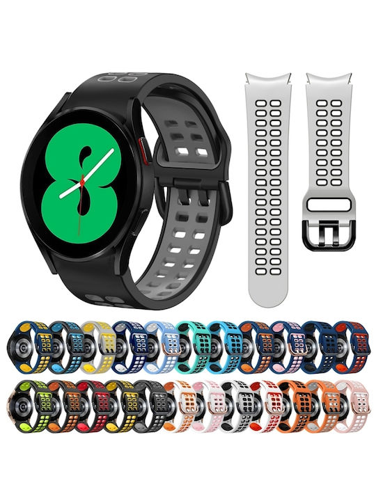 Samsung Galaxy Watch 4 44mm 20mm Breathable Silicone Watch Band Two-Tone Gray+Yellow