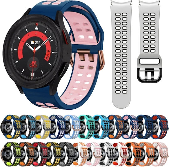 Samsung Galaxy Watch 4 Classic 42mm 20mm Atmungsaktives Zwei-Farben-Silikonarmband Grau+Gelb