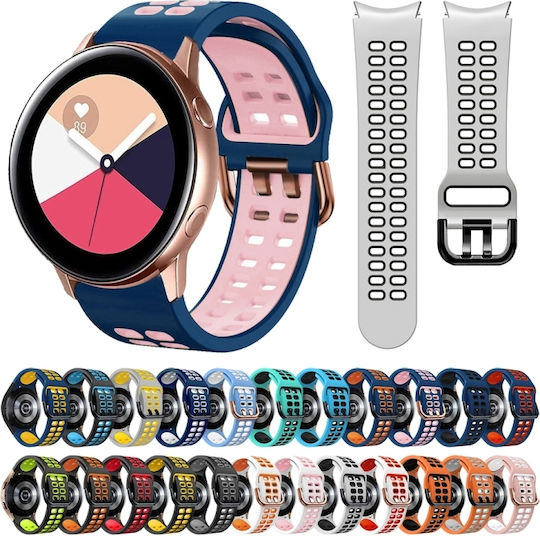 Samsung Galaxy Watch 4 44mm 20mm Breathable Silicone Watch Band Two-Tone Gray+Yellow